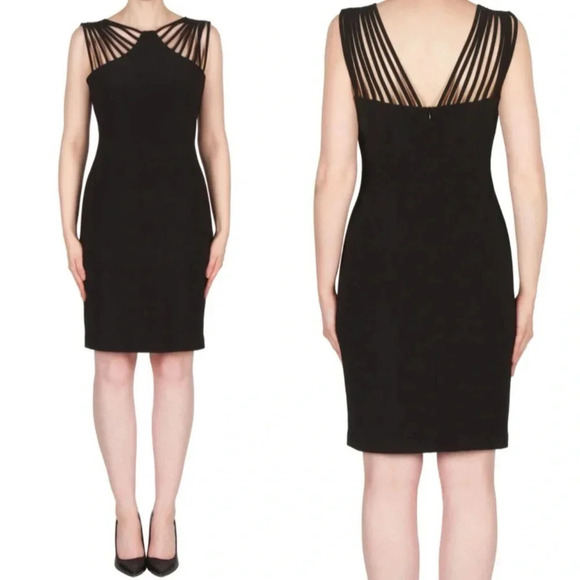 Joseph Ribkoff Strappy Cut Out Black Sheath Dress Size 6 - Picture 1 of 10
